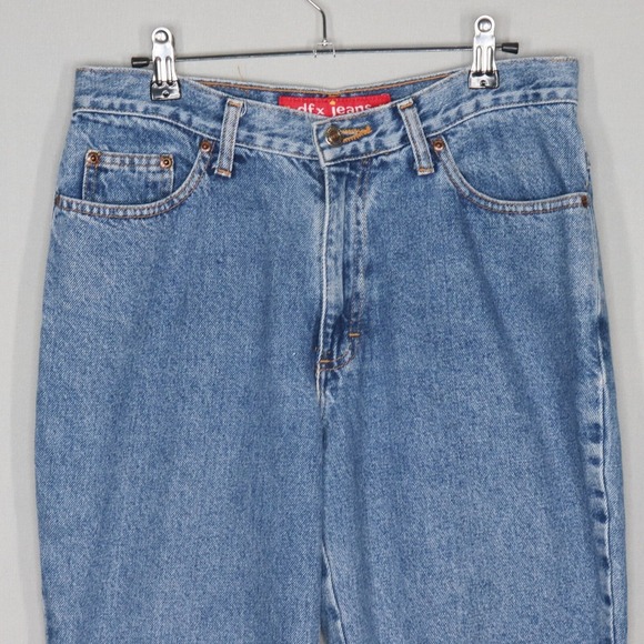 DFX Jeans Womens Size 10 Denim Blue Geometric Foral Tapered Y2K Vintage - Picture 3 of 8